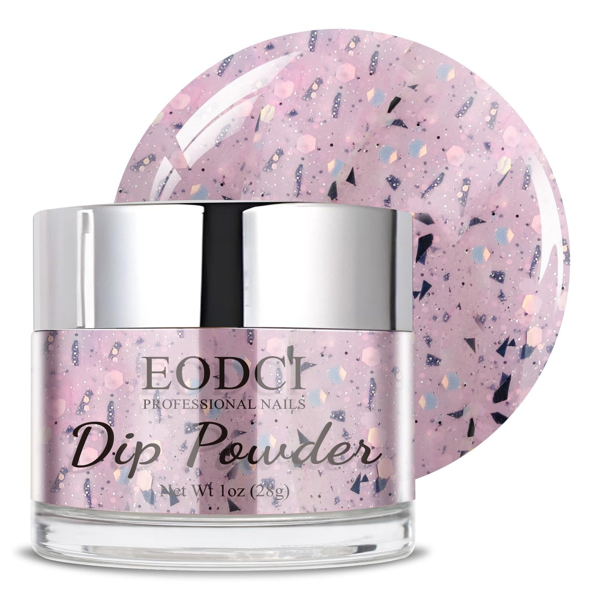 Lavender Glitter Dip Powder, Nail Dipping Powder 1 Oz/28g Purple Colors with Platinum foil for DIY