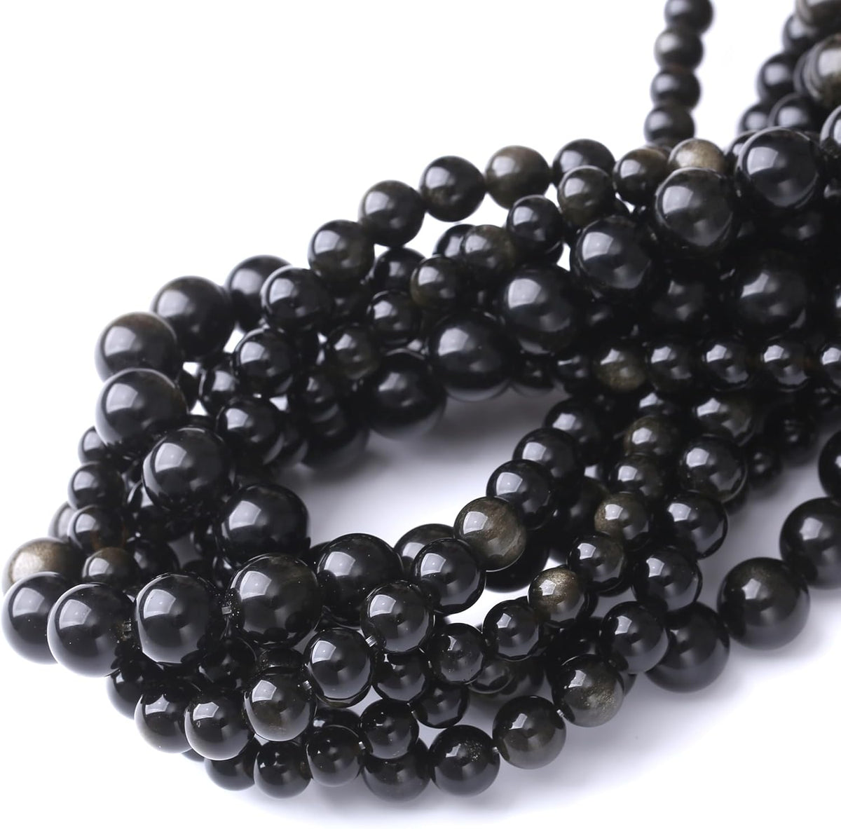 Gold Obsidian Stone Beads for Jewelry Making DIY Craft Gemstone Beads Kit (6mm, 60pcs) Cosmic