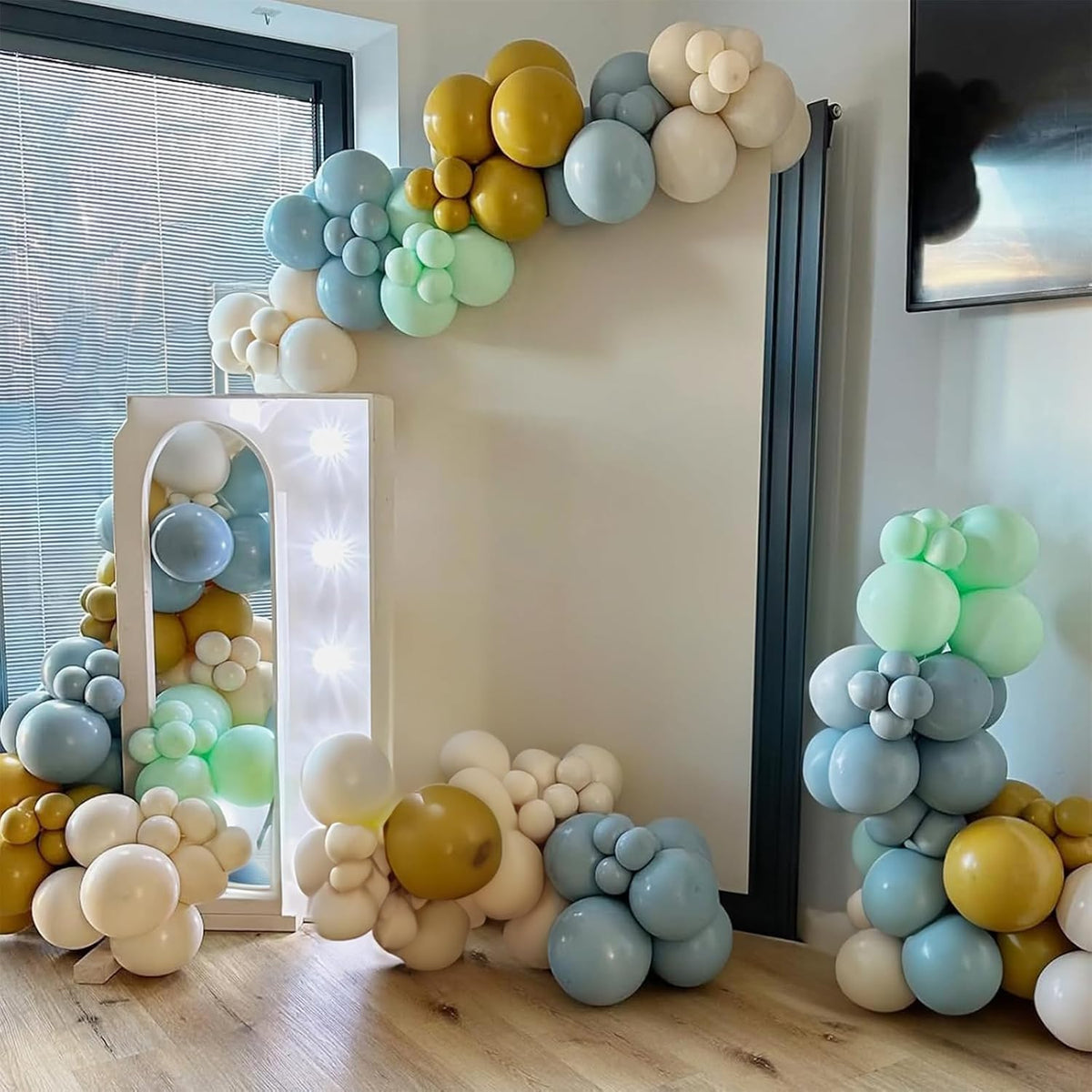 Sage Green Dusty Blue Balloons, 12 Inch Retro Slate Light Blue Olive Green White Sand Beige Nude