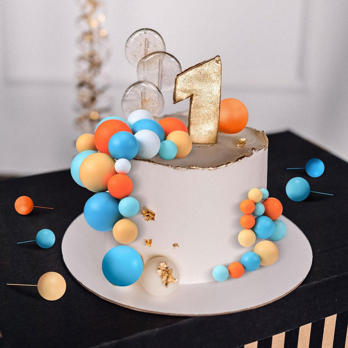108 Pcs Balls Cake Topper DIY Cupcake Insert Foam Balloons for Cake Baking Wedding Anniversary