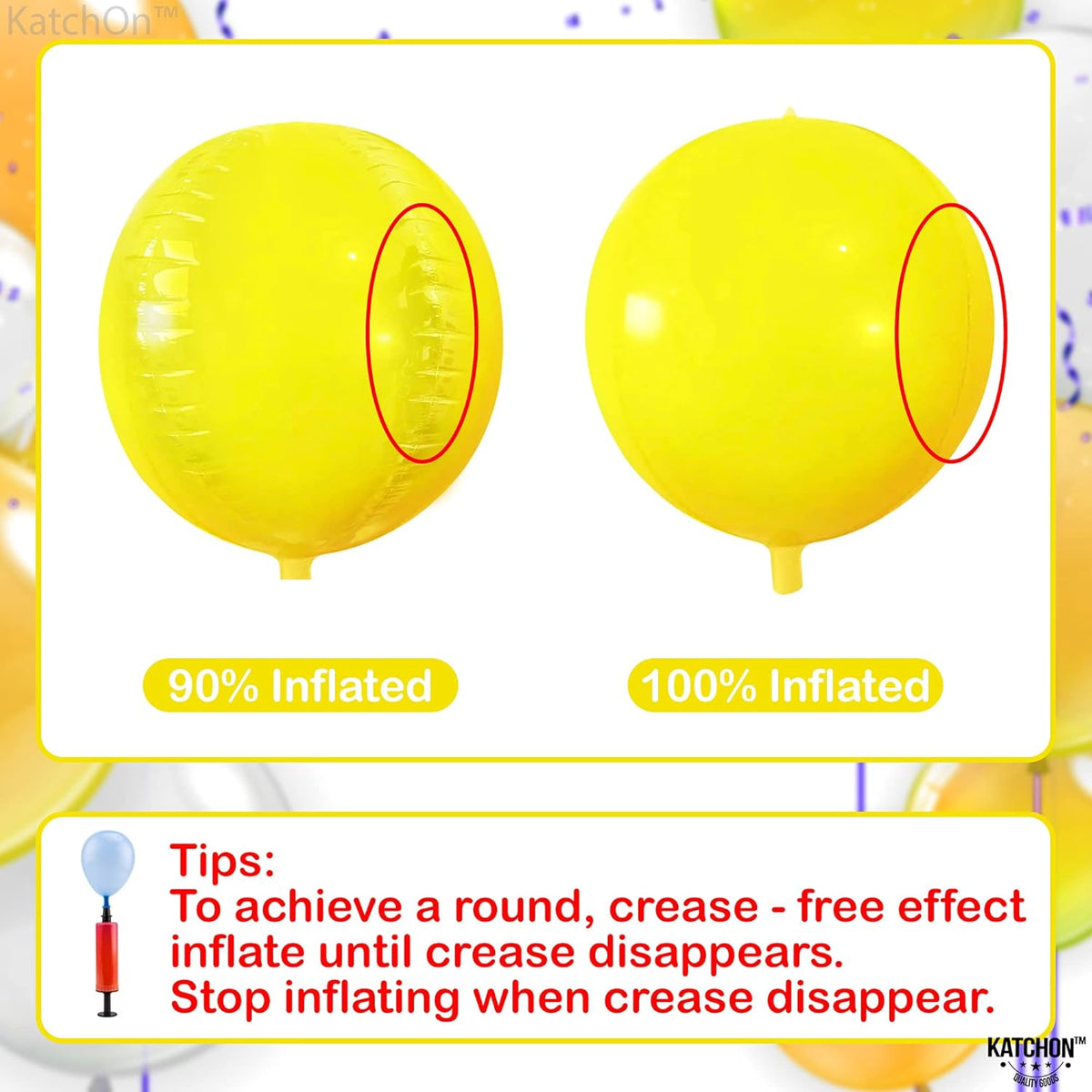 KatchOn Huge Mylar Balloons - 22 Inch, Pack of 6 | Large Yellow Foil Balloons for Sunflower