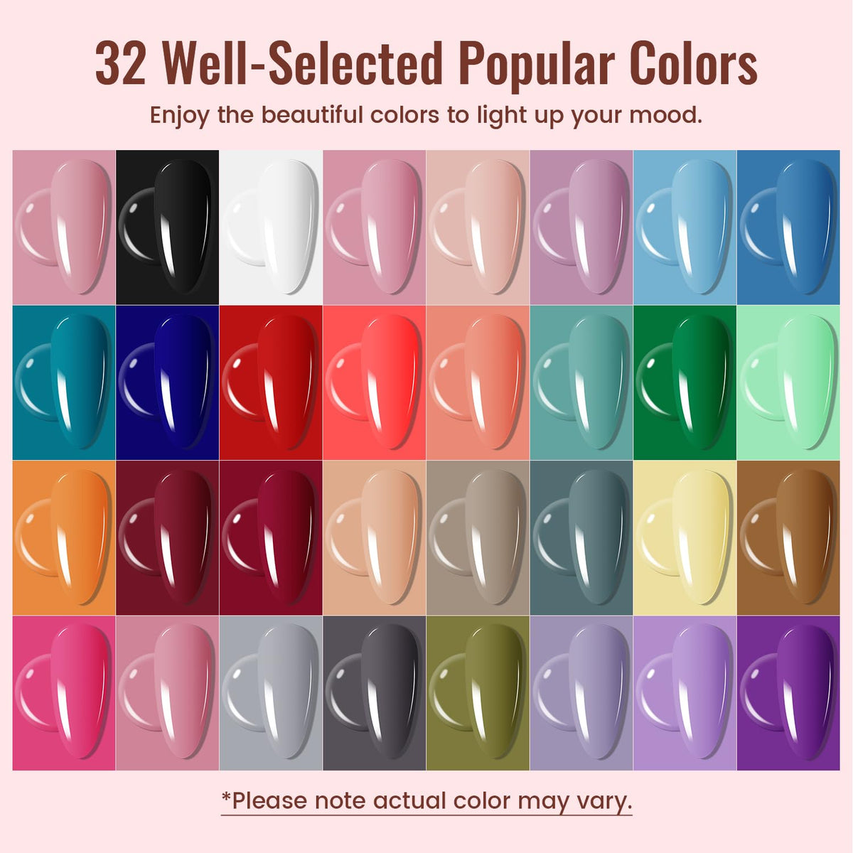 JODSONE Gel Nail Polish Kit with U V Light 32 Colors Gel Polish Nail + 4 Functional Adhesive