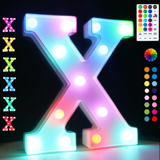 Light Up Colorful LED Marquee Letter lights, 18 Colors Changing Alphabet Letters Sign with Remote