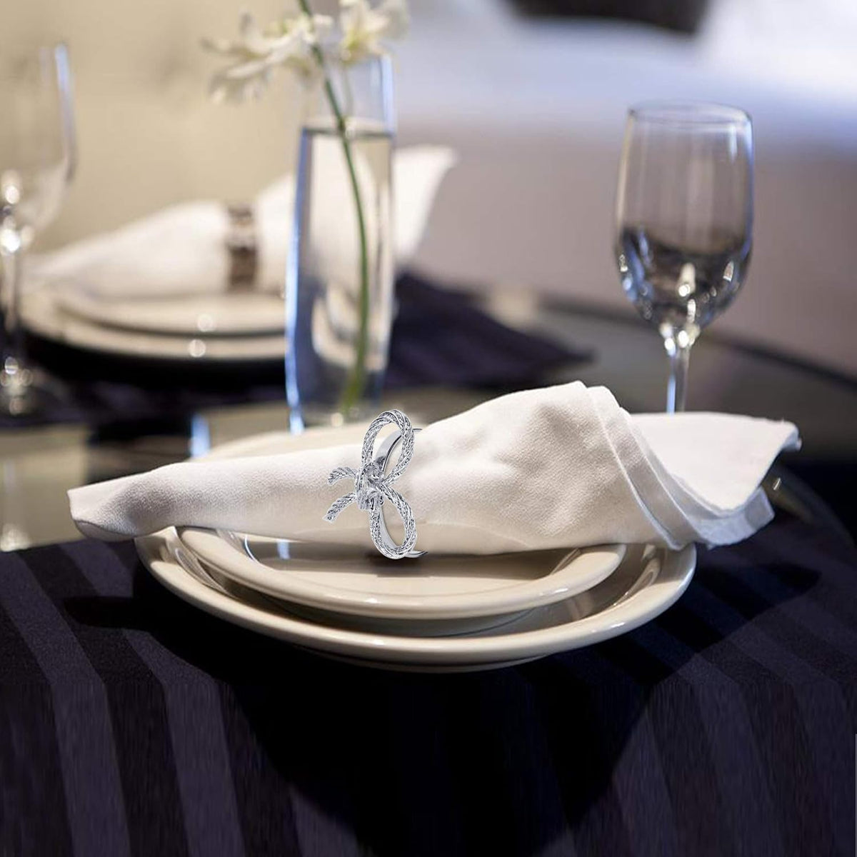 Pack of 18 Napkin Rings Alloy Hollow Out Flower Napkin Holder Dinning Table Napkin Ring for Dinner