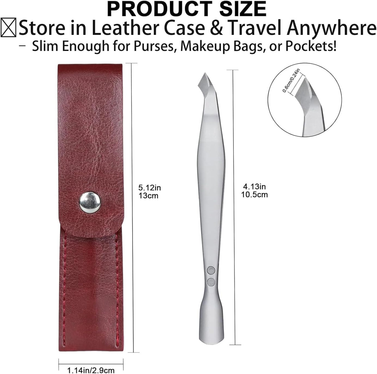 Tweezers-Style 2-in-1 Cuticle Trimmer & Pusher - Surgical-Grade Stainless Steel, Compact Portable