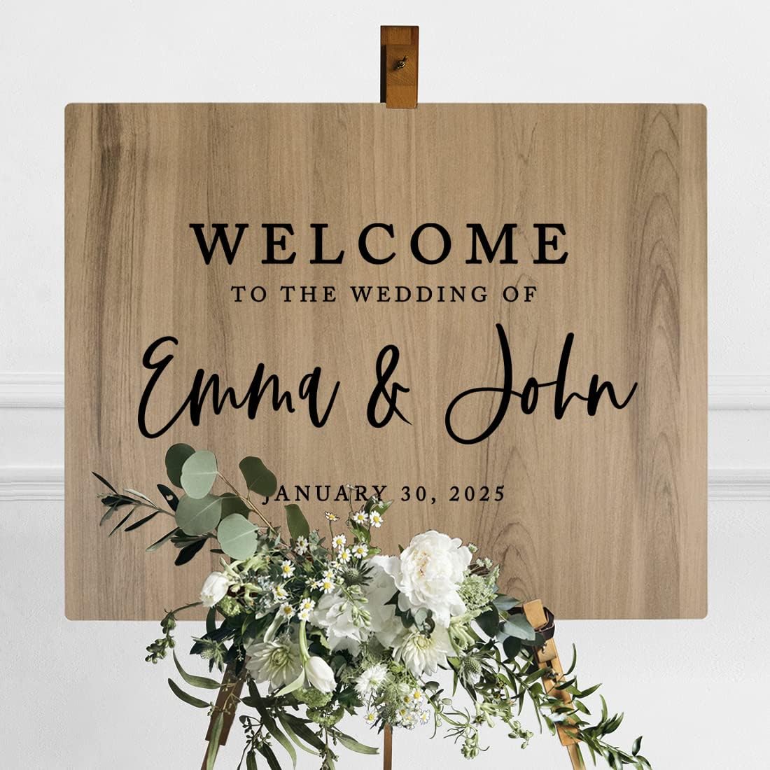 Andaz Press Large Wooden Welcome Sign for Wedding, Rustic Welcome Sign, 16" x 20" Custom Names &