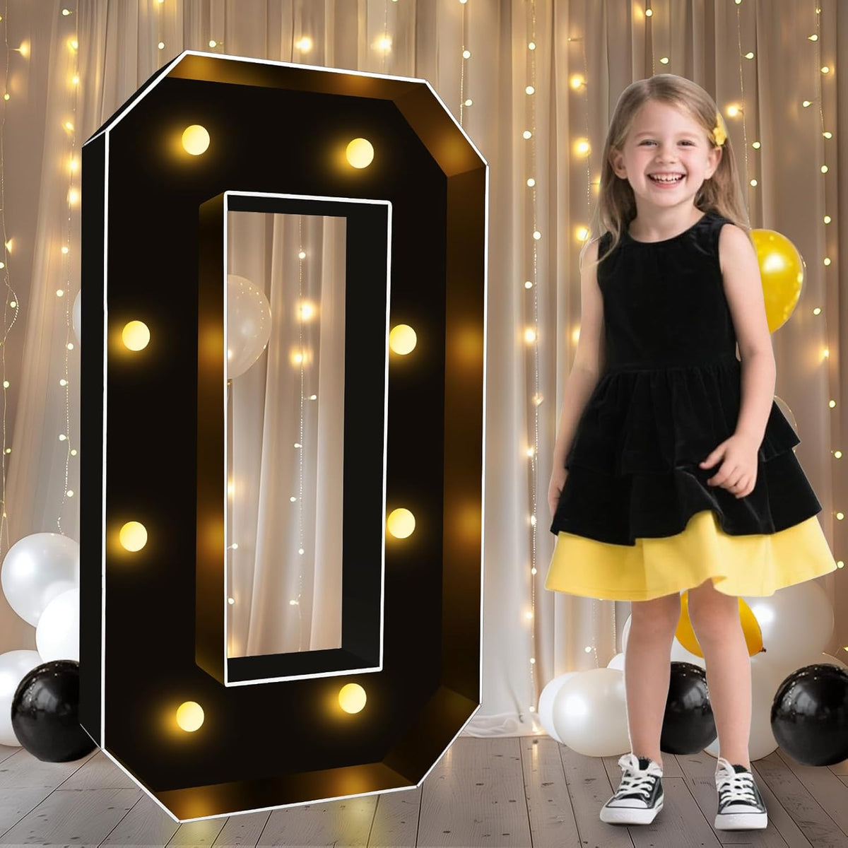 Pooqla 3FT Marquee Light Up Letters, Black LED Party Decor Large Marquee Letters 3 Feet Tall, Giant