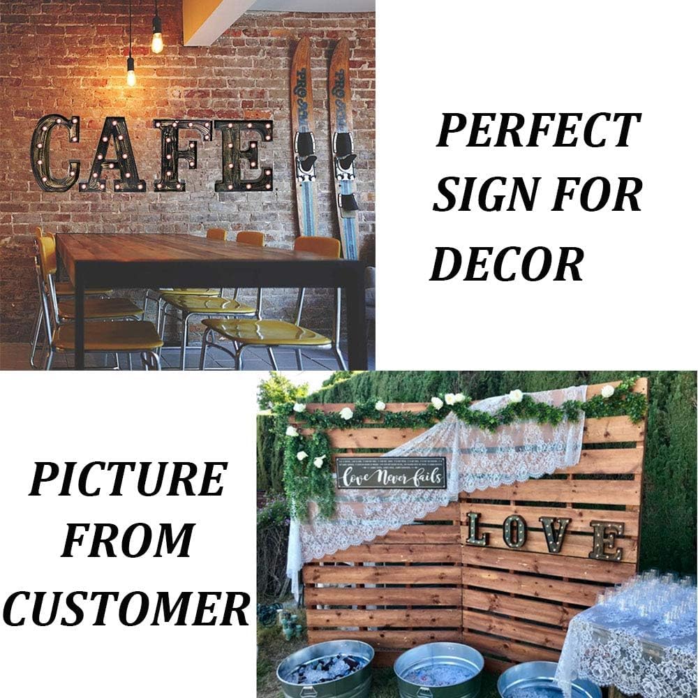 OYCBUZO Golden Black Led Marquee Letter - Industrial, Vintage Style Light Up Alphabet Letter Sign