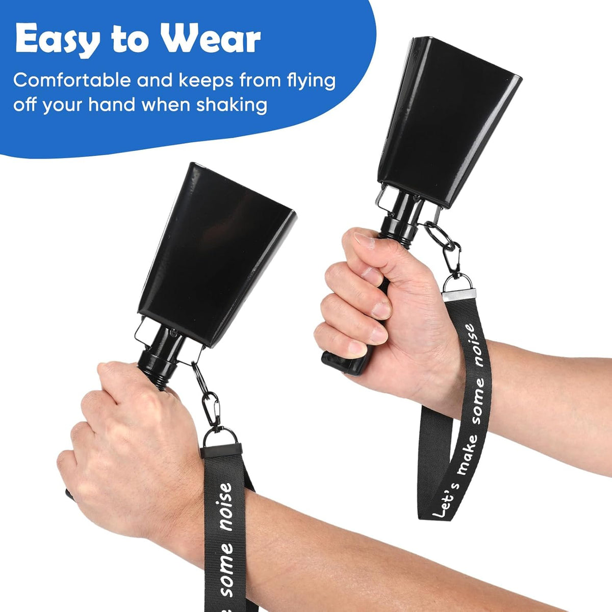 Cow Bells Noise Makers with Handle: Cowbells Hand Percussion for Sporting Events with Wrist Strap