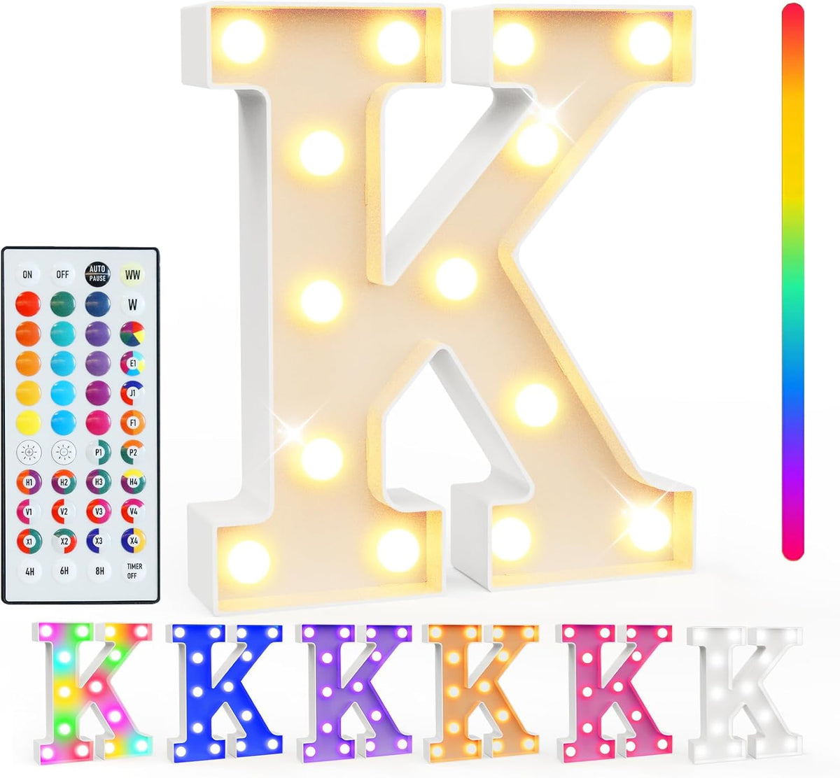 Pooqla Colorful Light Up Letters with Remote, Upgraded 35 Colors LED Marquee Letters, RGB Lighted