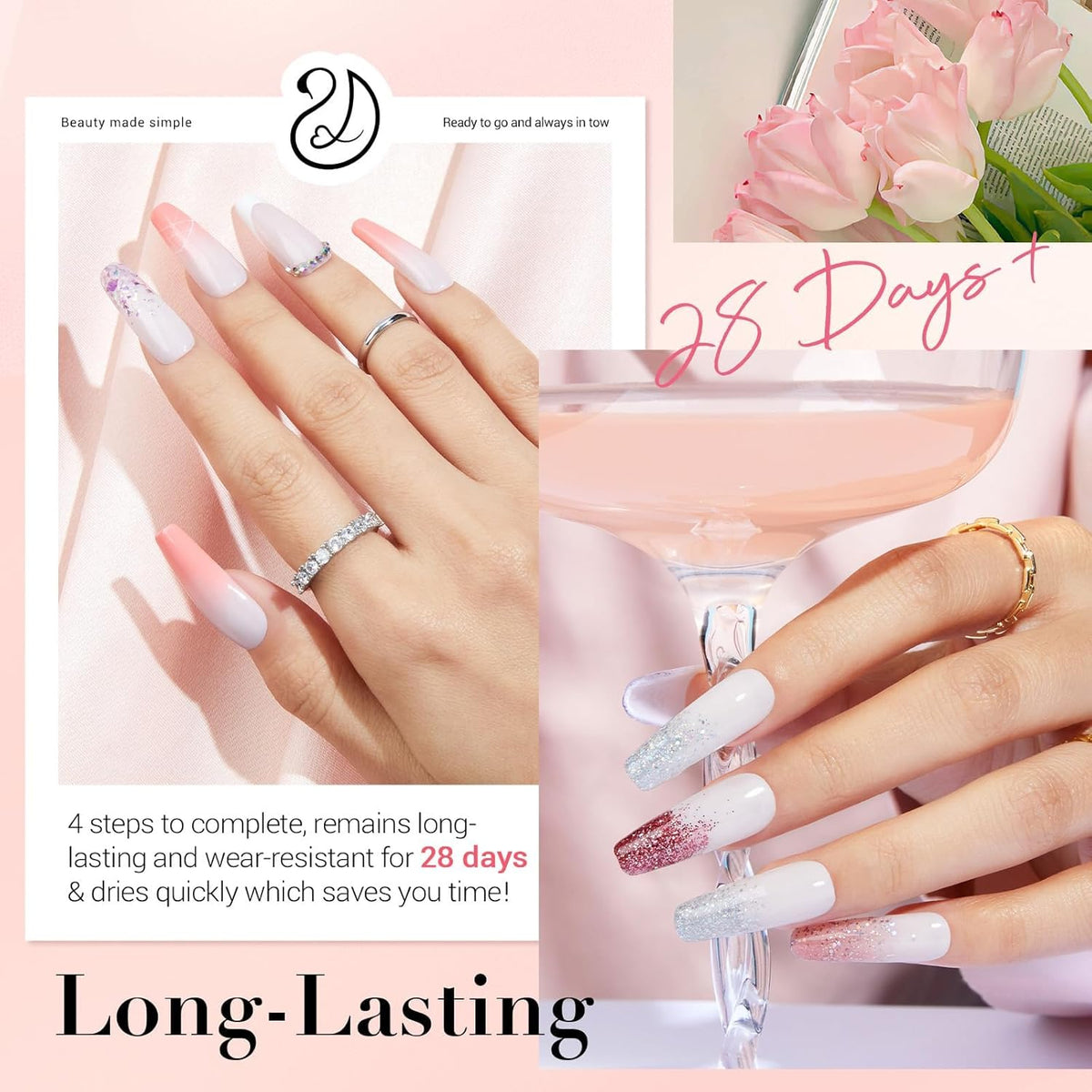 AZUREBEAUTY Dip Powder Nail Kit with Electric Nail Drill, 24 Colors Nude Pink Glitter Nail Powder