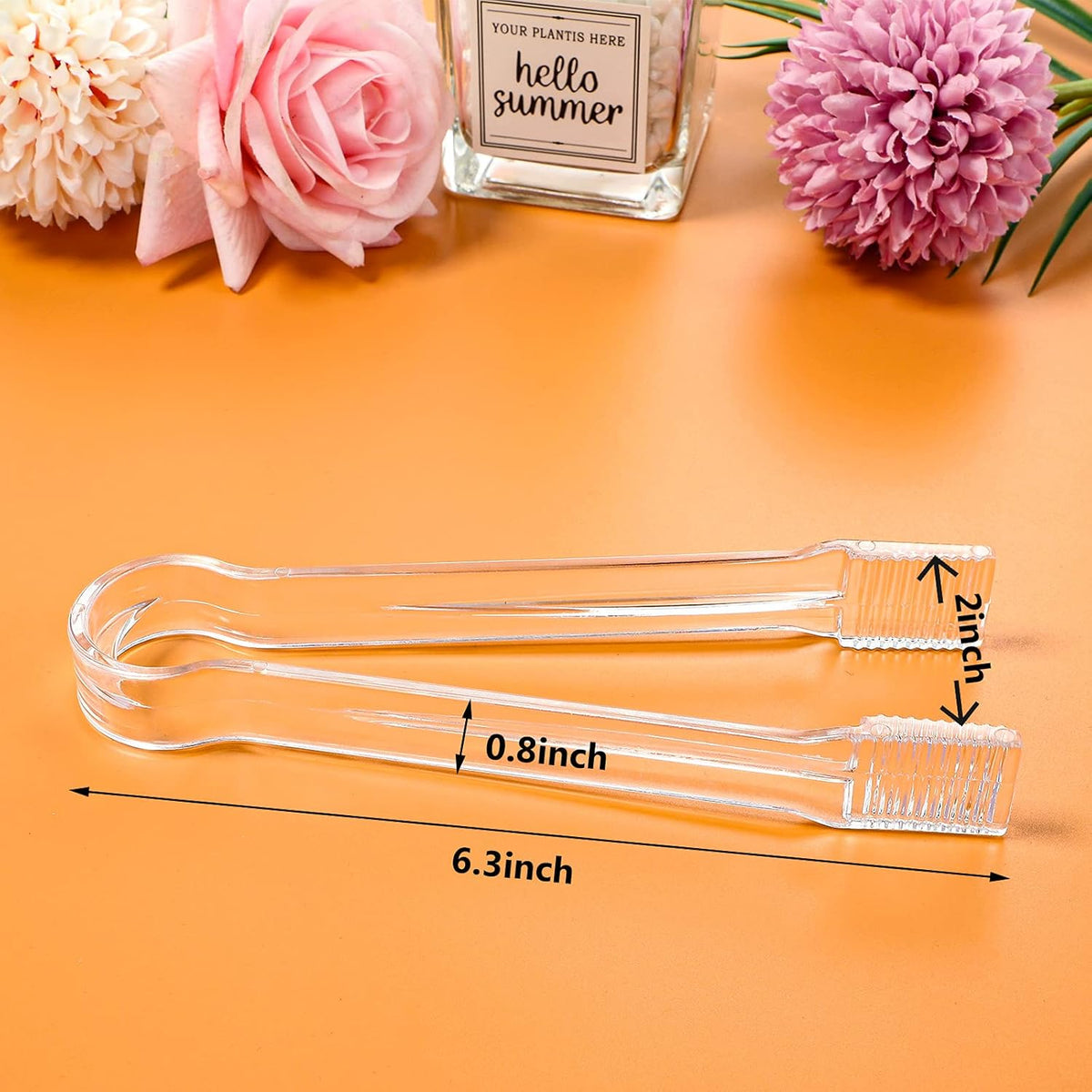 Roshtia 12 Pcs Plastic Serving Tongs Mini Kitchen Tongs Utility and Plastic Kitchen Scoops Clear