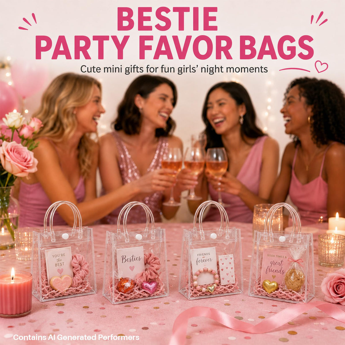 MAQIHAN Clear Gift Bags with Handles - Party Favor Candy Bags Transparent