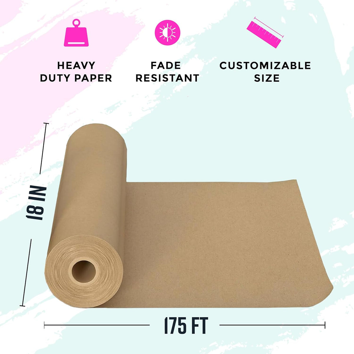 Bryco Goods (Pack of 2) Kraft Paper Roll - Brown - 18" x 2100" (175') - USA Made - Suitable for