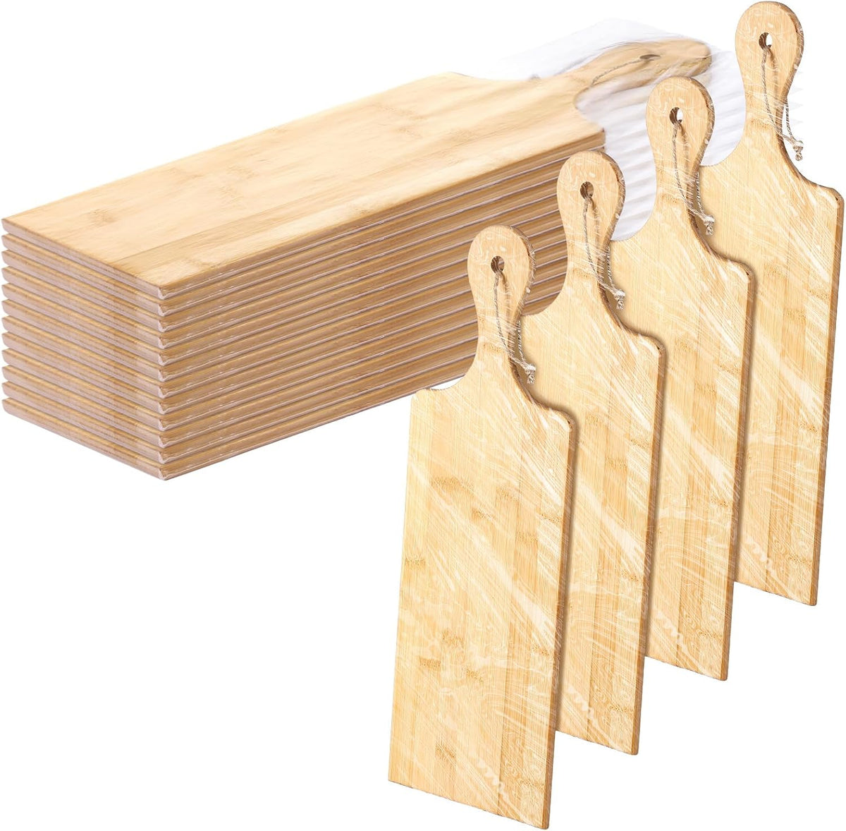 Patelai 12 Packs Wooden Cutting Board Set with Handles Large Kitchen Serving Plain Chopping Board