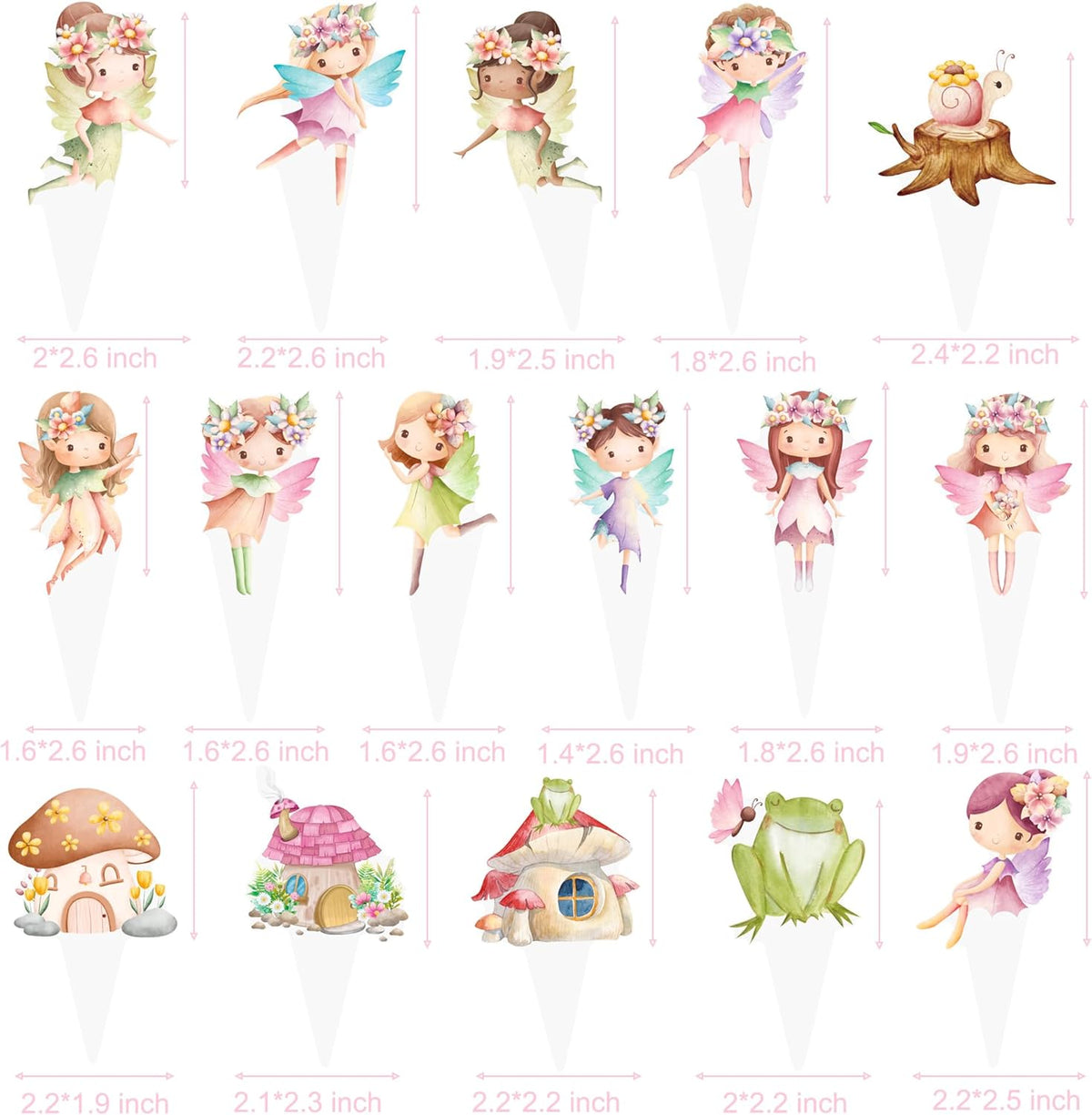 umoni Fairy Cupcake Toppers 48Pcs Fairy First Birthday Party Decorations Fairy Garden Party Cupcake