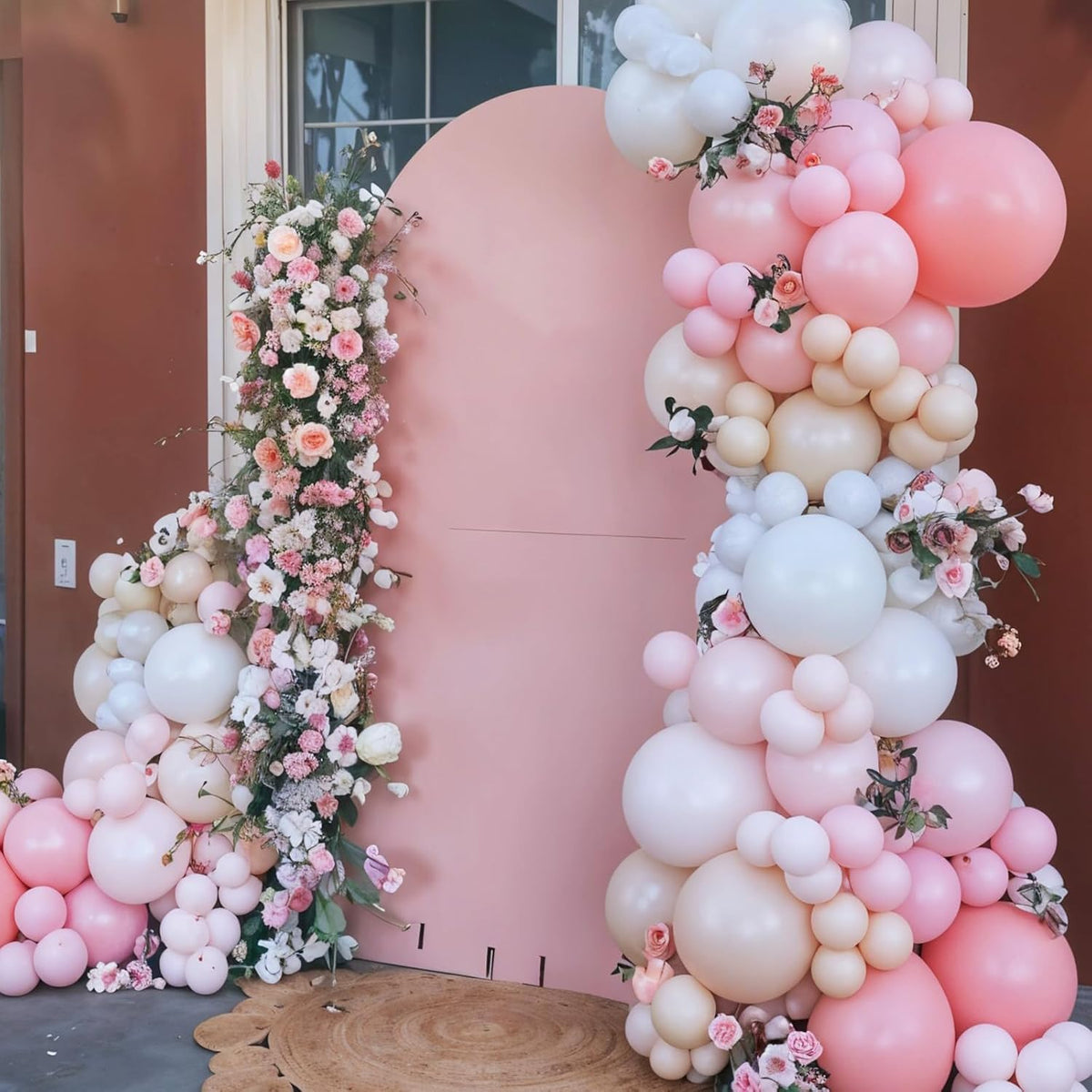 Light Pink Balloons, 12 Inch Pastel Macaron Pink and White Sand Nude Beige Pearl White Boho