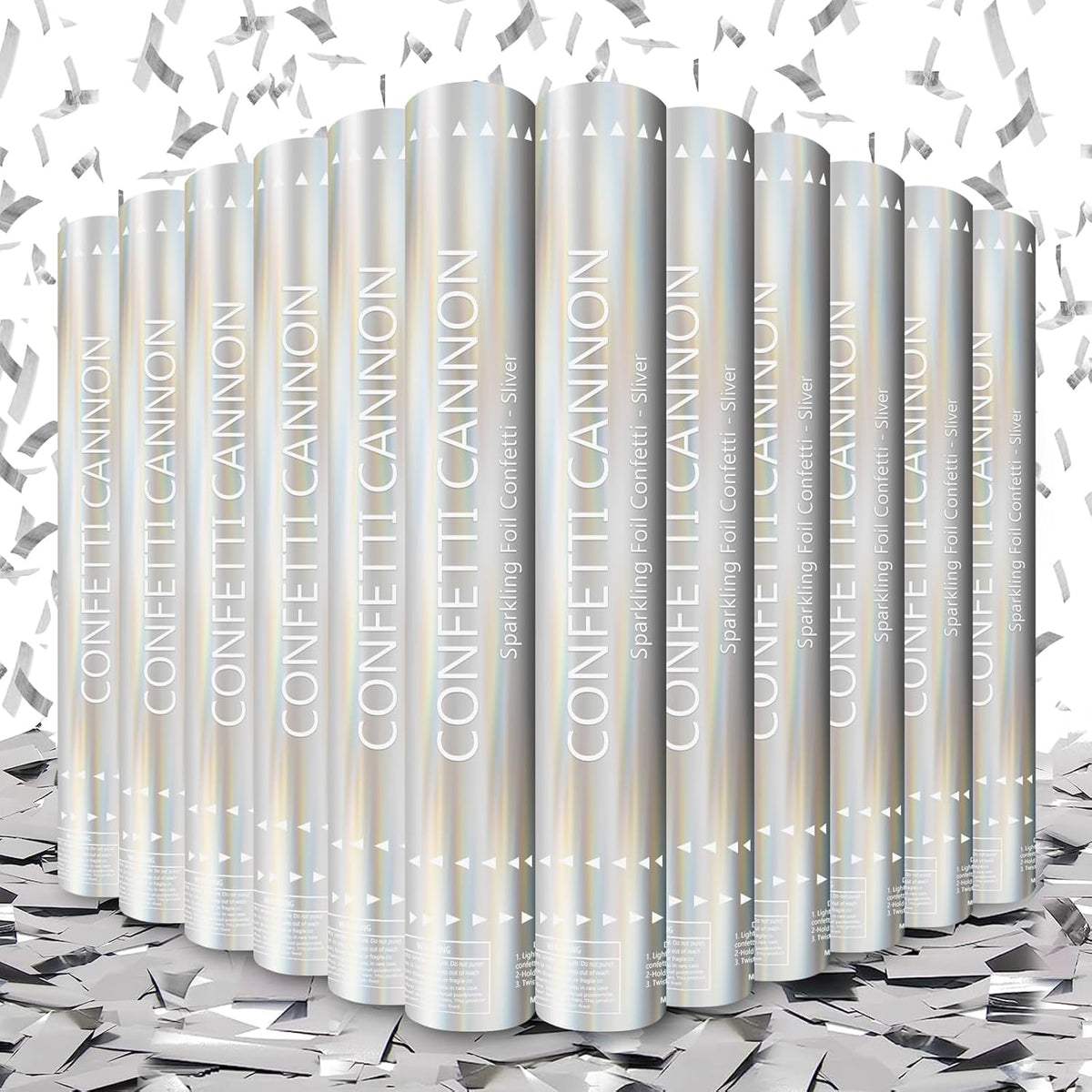 Confetti Cannon 12 Pack Sliver Confetti Poppers 12 Inch Streamer Cannon Foil Party Poppers Confetti