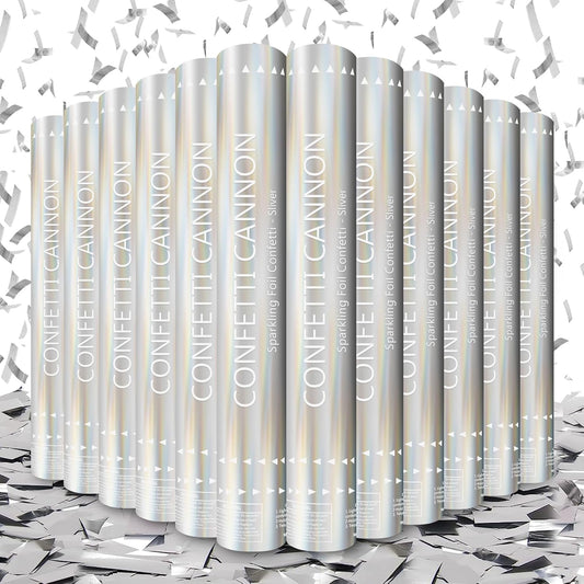 Confetti Cannon 12 Pack Sliver Confetti Poppers 12 Inch Streamer Cannon Foil Party Poppers Confetti