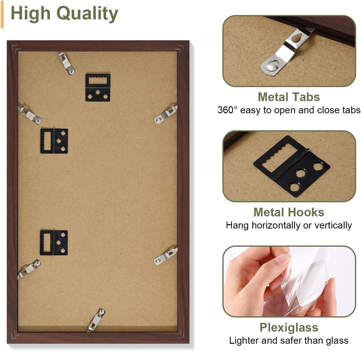 Vittanly 8x14 Picture Frames Collage, Displays 3Pcs 4x6 Pictures with Mat, Collage Picture Frame