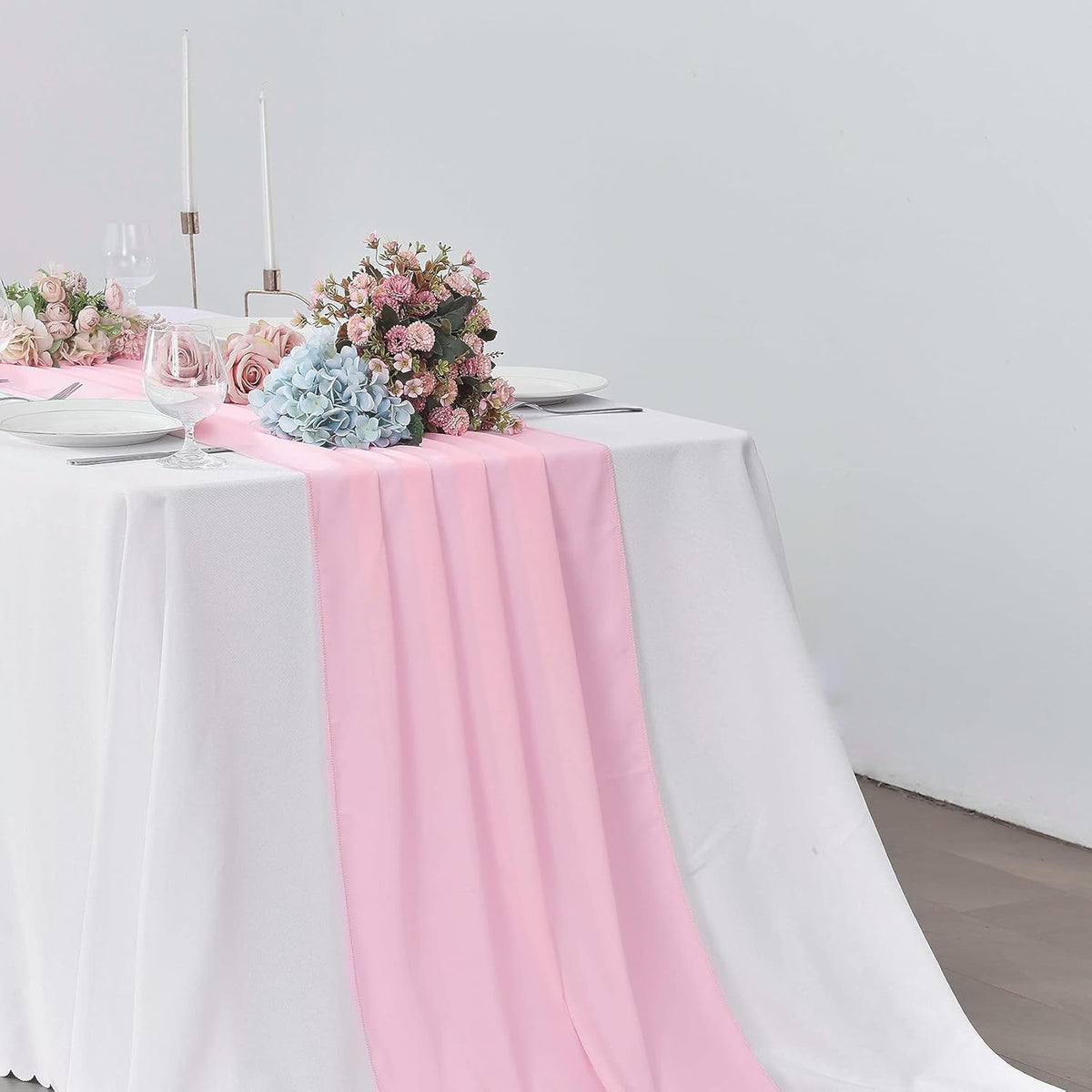 5 Pack 10Ft Pink Chiffon Table Runner Sheer 29x120 Inch for Romantic Wedding Decor Bridal & Baby