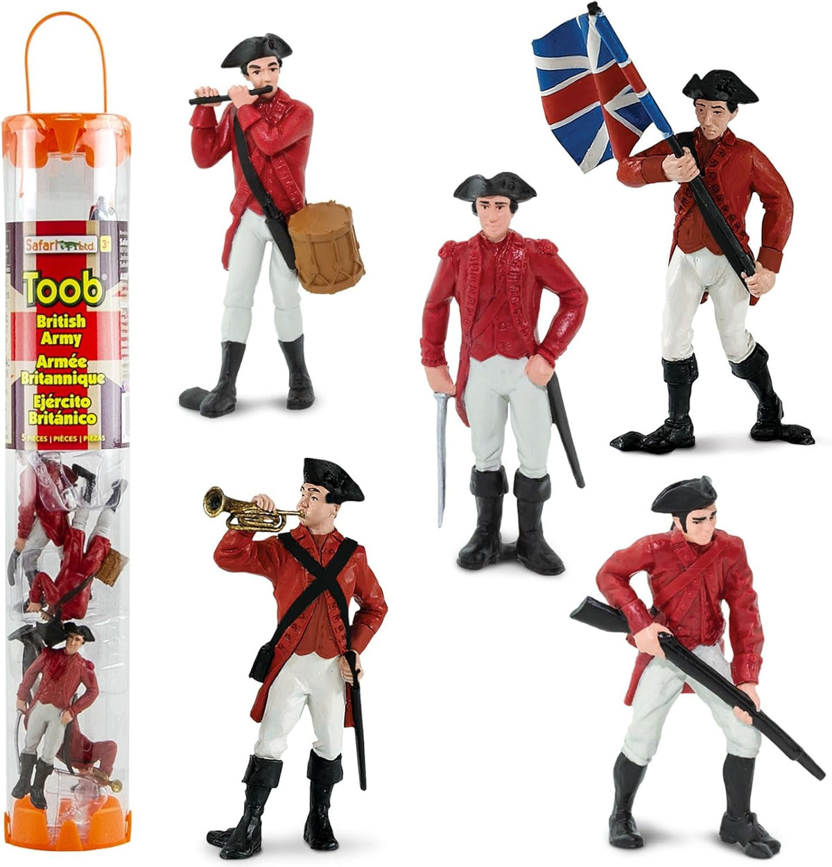 Safari Ltd. Revolutionary War British Army Designer TOOB - Set of 6 Detailed Miniature Figures