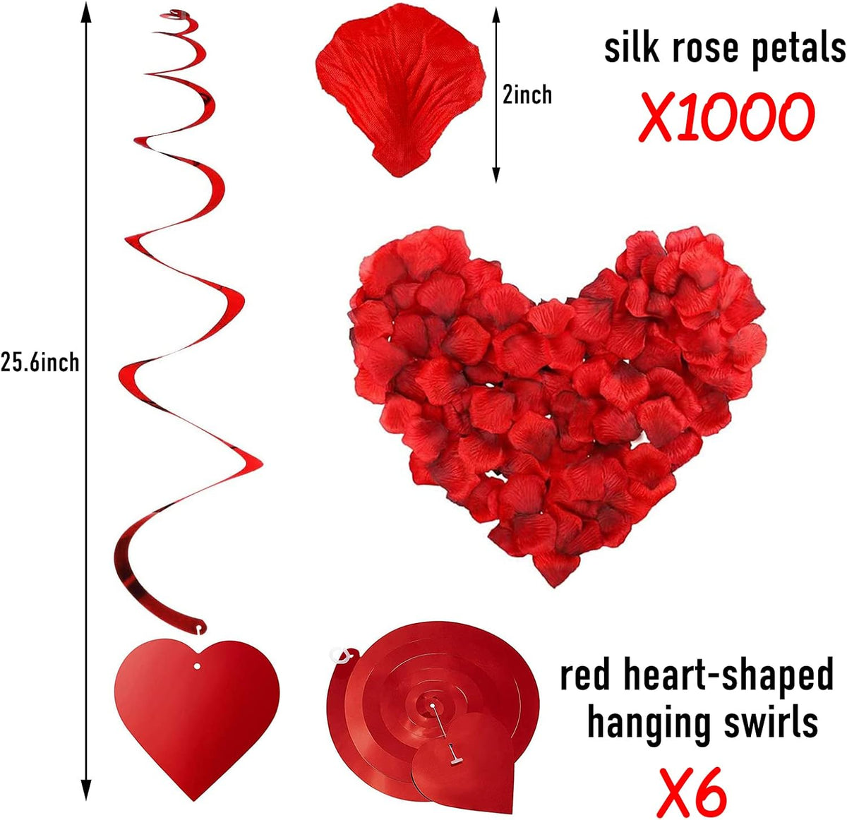 Rainmae Valentine Day Party Supplies I Love You & Love-Bear Balloons Kit with 1000 Pcs Dark-Red