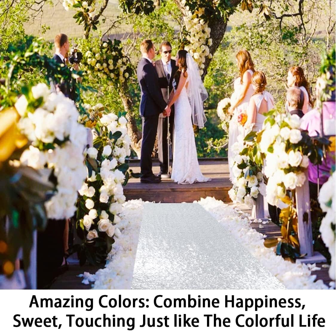 ShinyBeauty 4Ft x 20Ft Silver Sparkly Wedding Aisle Runner - Ideal for Prom, Beach & Outdoor