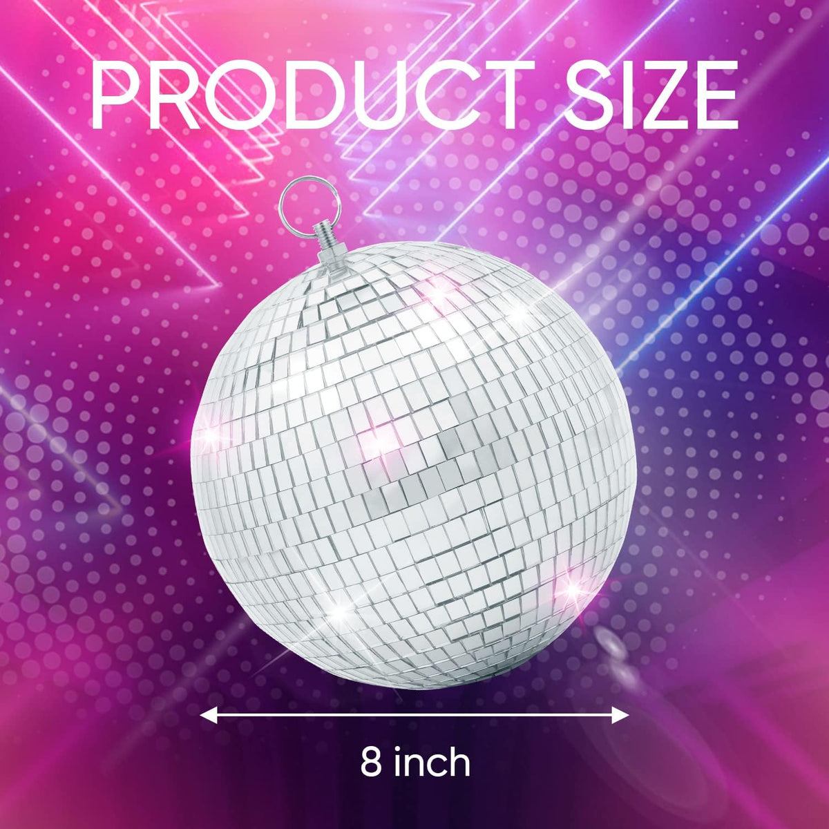 Mirror Disco Ball Decor with Hanging Ring 8" Large Silver Disco Ball Ornament for Disco Party