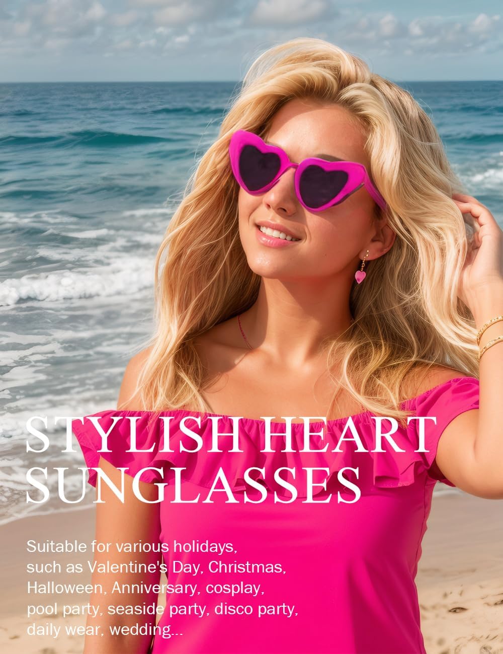 8 Pack Heart Sunglasses Vintage Cat Eye Heart Glasses Retro Bachelorette Bride Sunglasses Bulk for