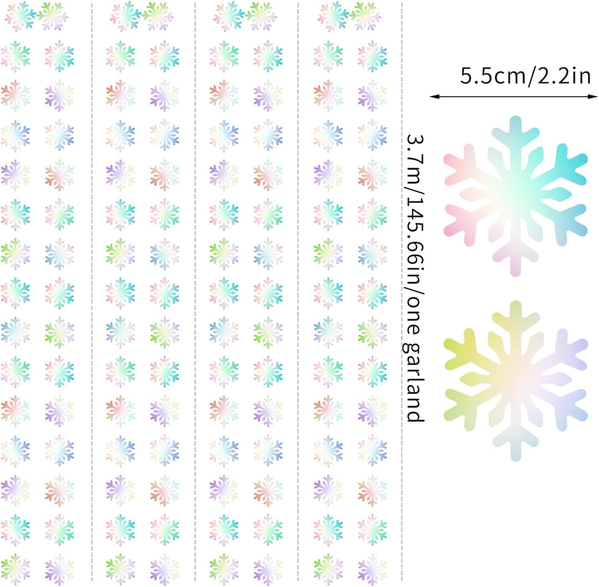 Snowflake-Snow Iridescent-Holographic Christmas Party-Decoration Garland - 52ft Winter Wonderland