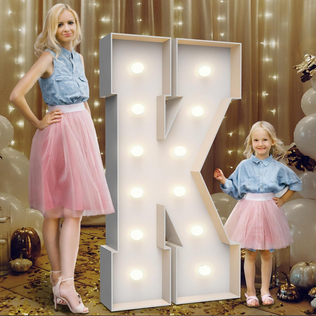 4FT Marquee Light Up Letters K,Party Decoration Large Marquee Light Up Letters with Weighted Water