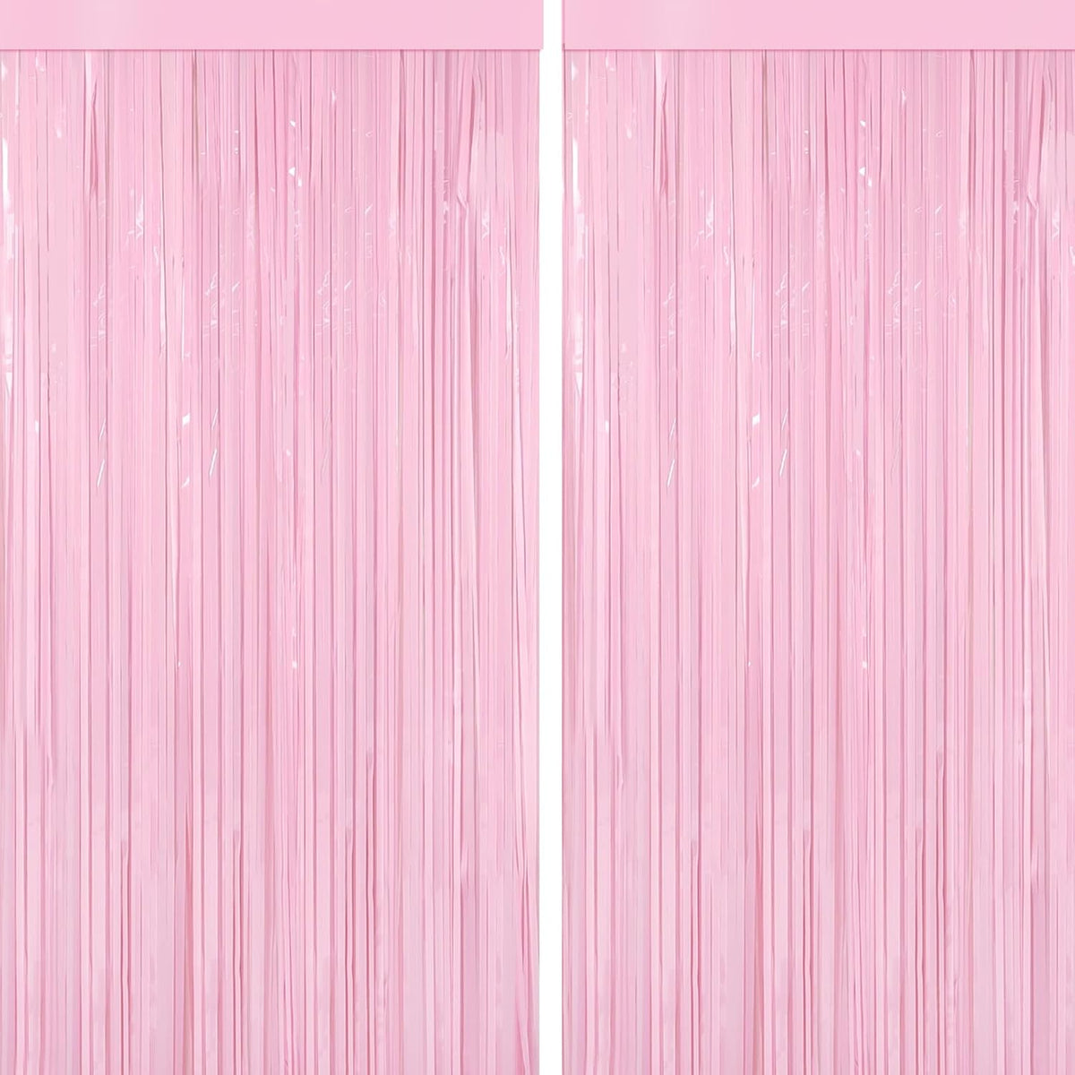 4 Packs Pastel Pink Foil Fringe Curtain, Baby Pink Metallic Tinsel Backdrop for Birthday, Wedding