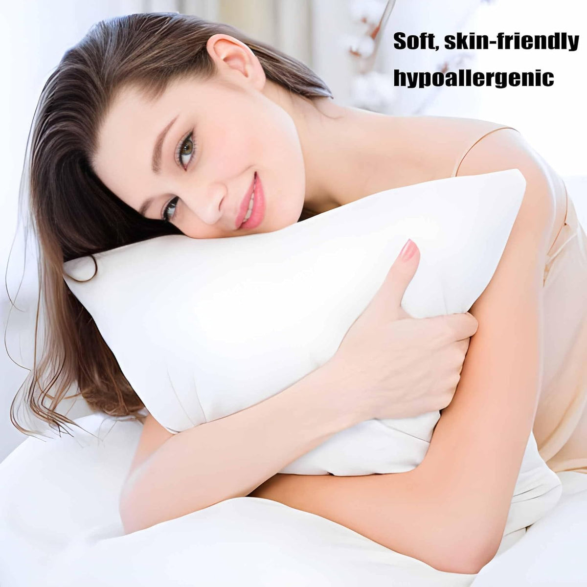 Ultra Thin Flat Soft Bed Pillows Queen Size Set of 2 Pack for Sleeping 20"x30", Hypoallergenic Skin