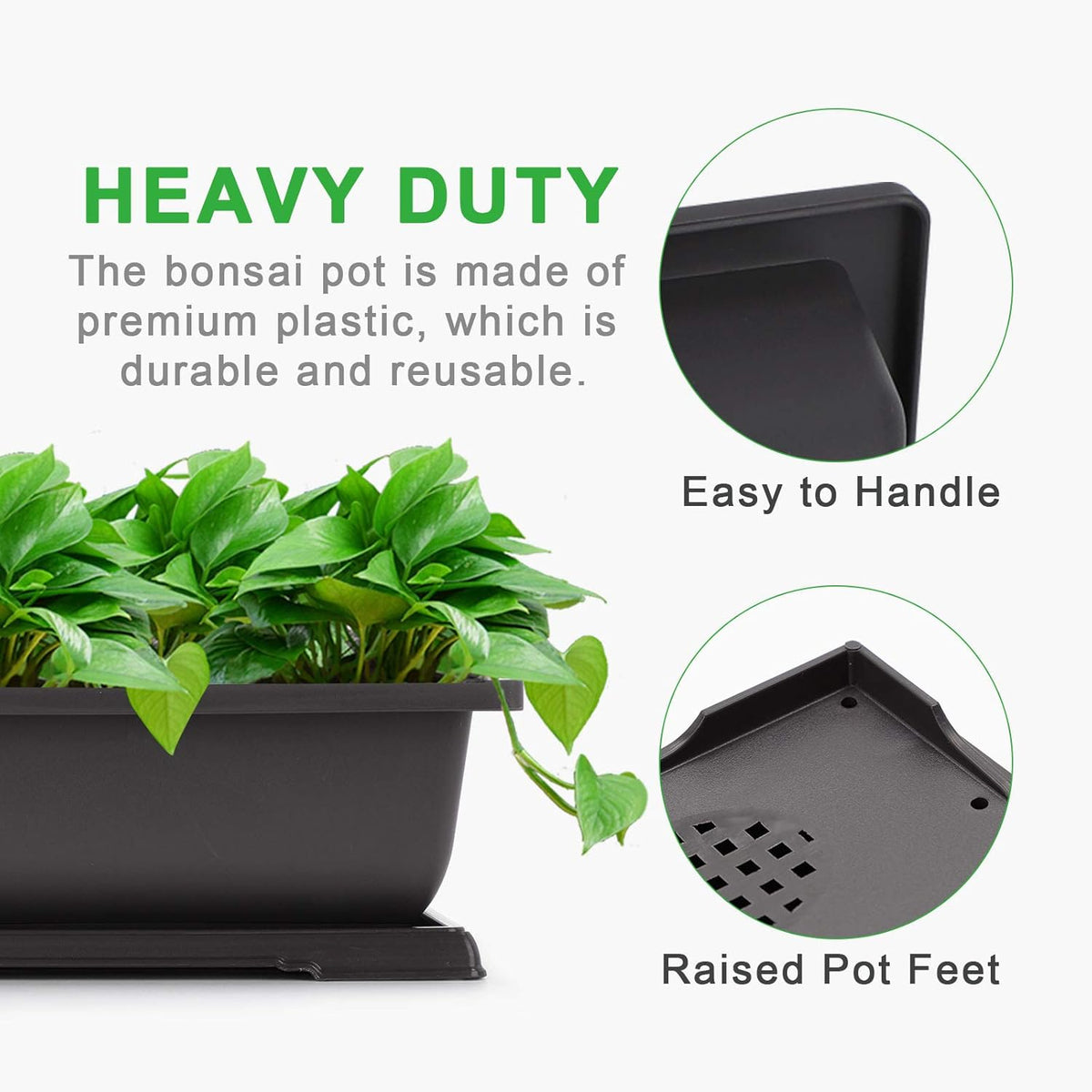 GROWNEER Bonsai Pots 3 Packs 11 Inch Bonsai Tree Training Pot with Humidity Drainage Trays &