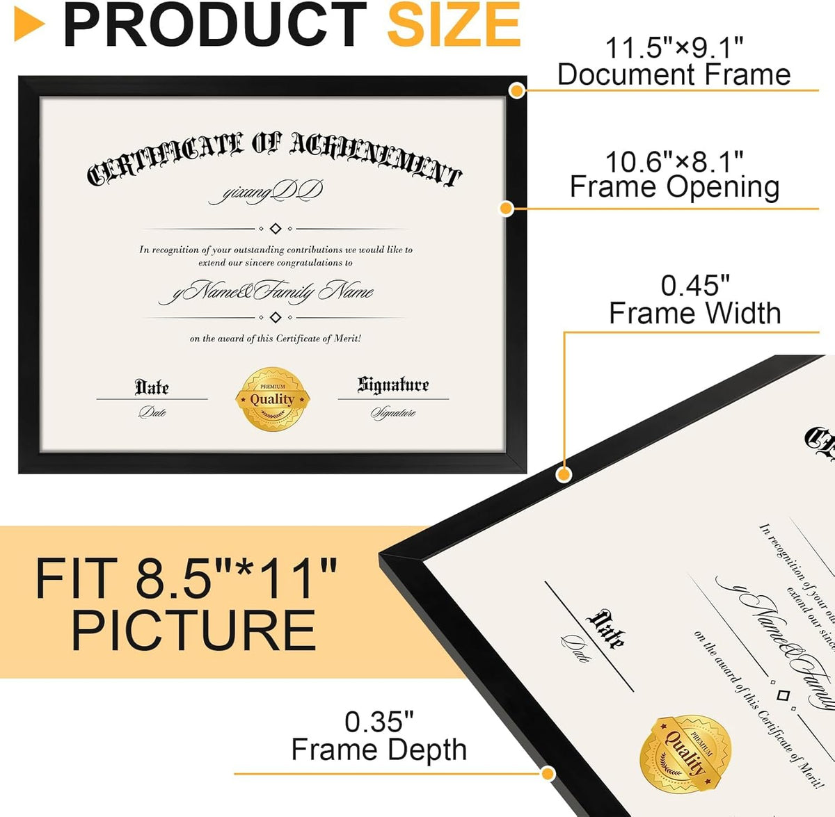 YixangDD 20 PACK Certificate Frames 8.5 x 11, Black Diploma Frame Document Frame with Clear