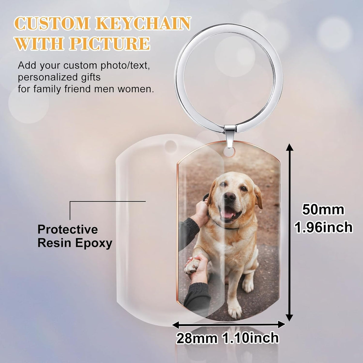 Funnylife Personalized Dog Memorial Photo Keychain Stainless Steel Custom Pet Memory Keychain Loss