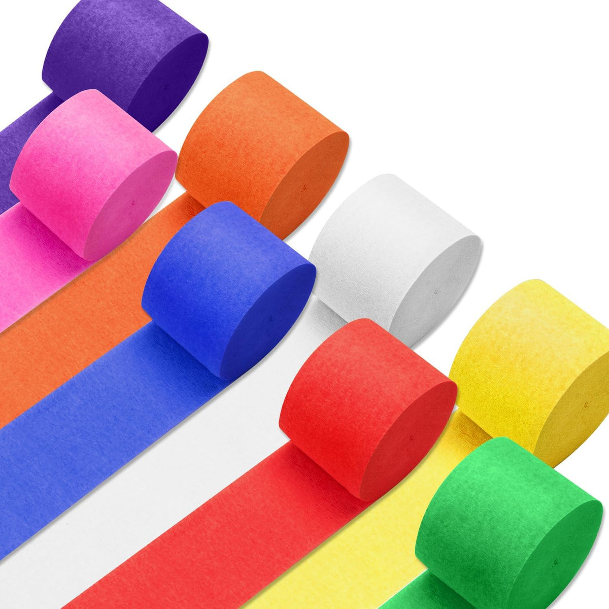 Crepe Paper Streamers 8 Rolls 656ft, Pack of Rainbow Assorted Colored Party Streamers for Party