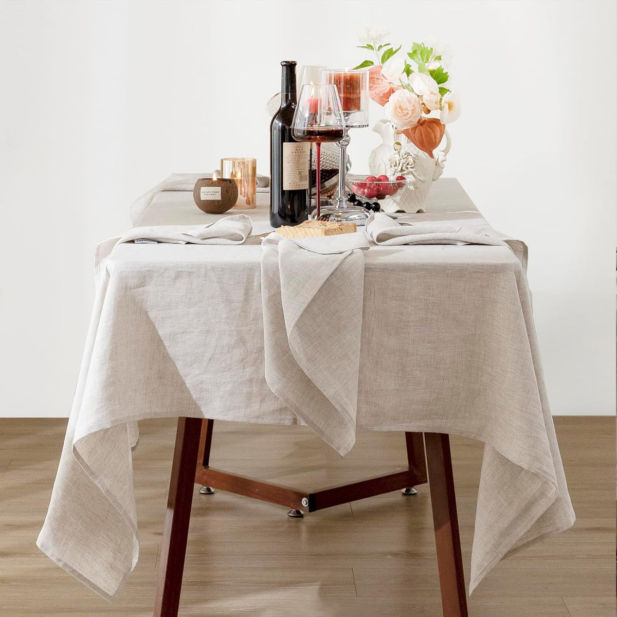 Talasily Linen Tablecloth 100% Pure Linen Table Cloth 60x144 Inches Rectangle Tablecloths Washable