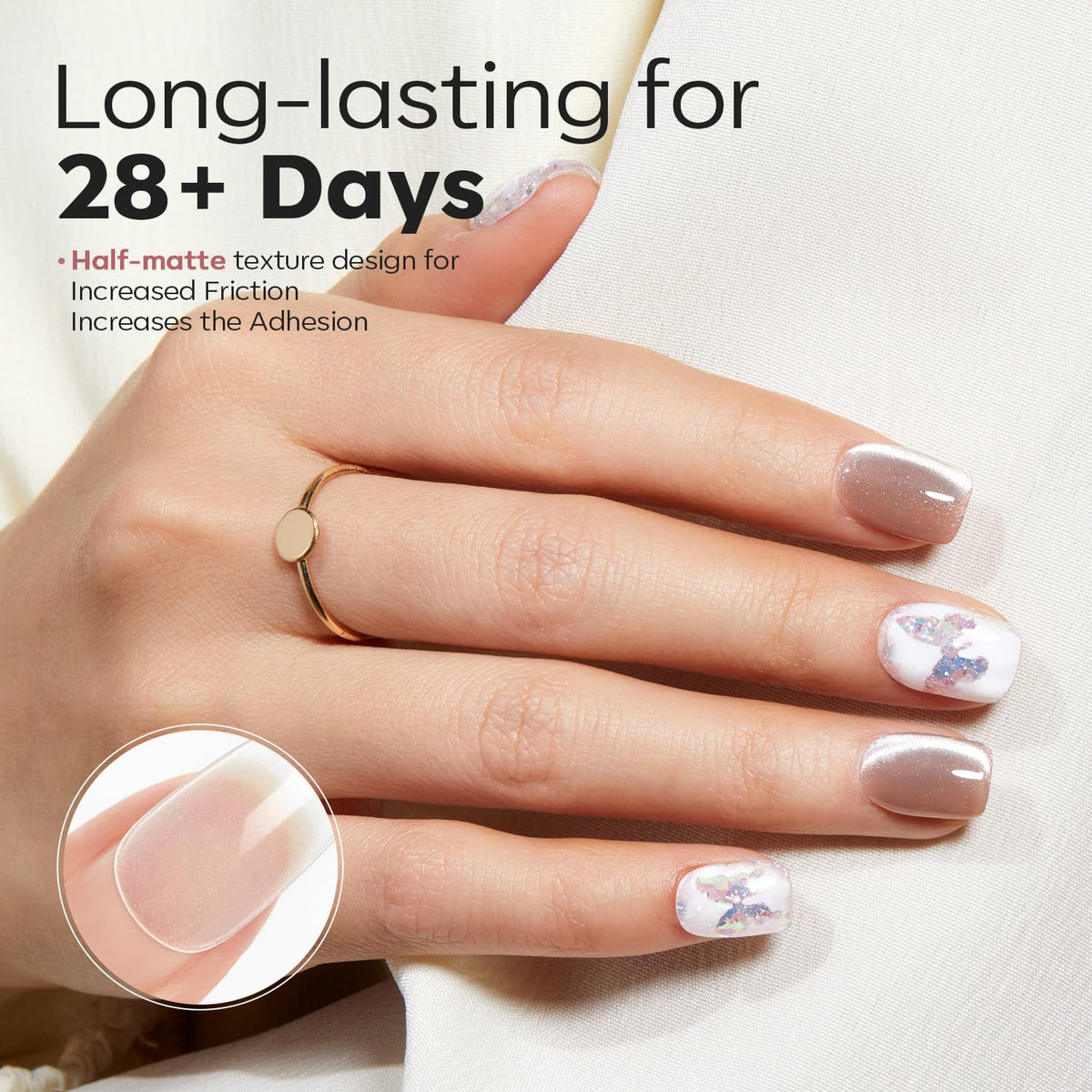 Modelones Extra Short Square Fake Nail Tips - 510Pcs Gel Tips Pre-shaped Half Matte Full Cover