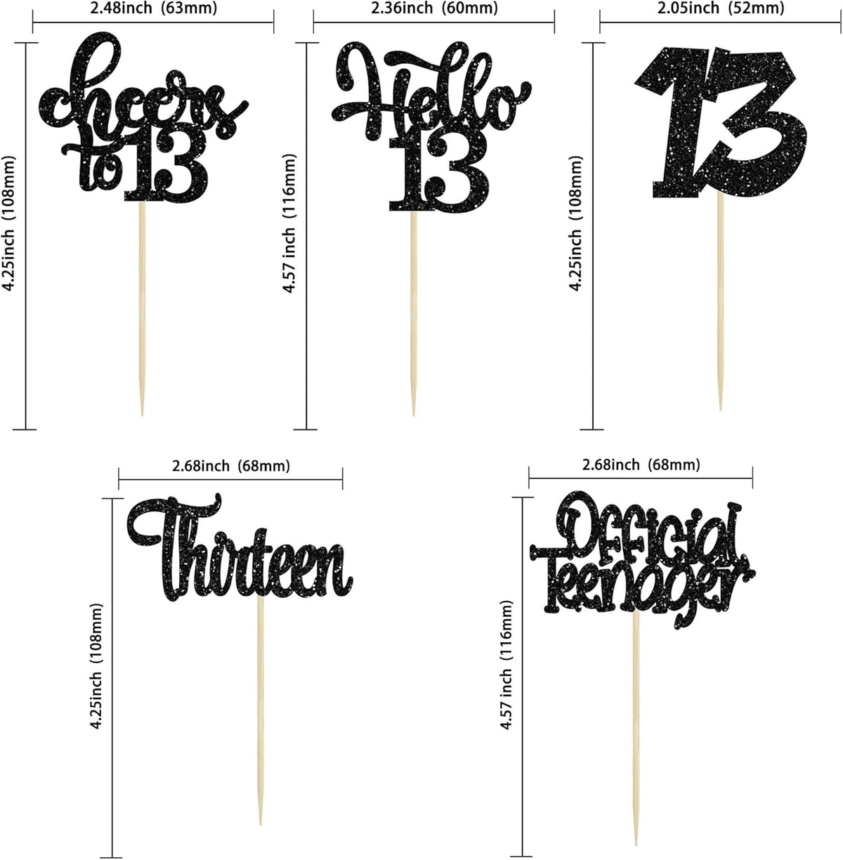 30Pcs 13th Birthday Cupcake Toppers Hello 13 Cupcake Picks Official Teenager Cheers to 13 Years Old