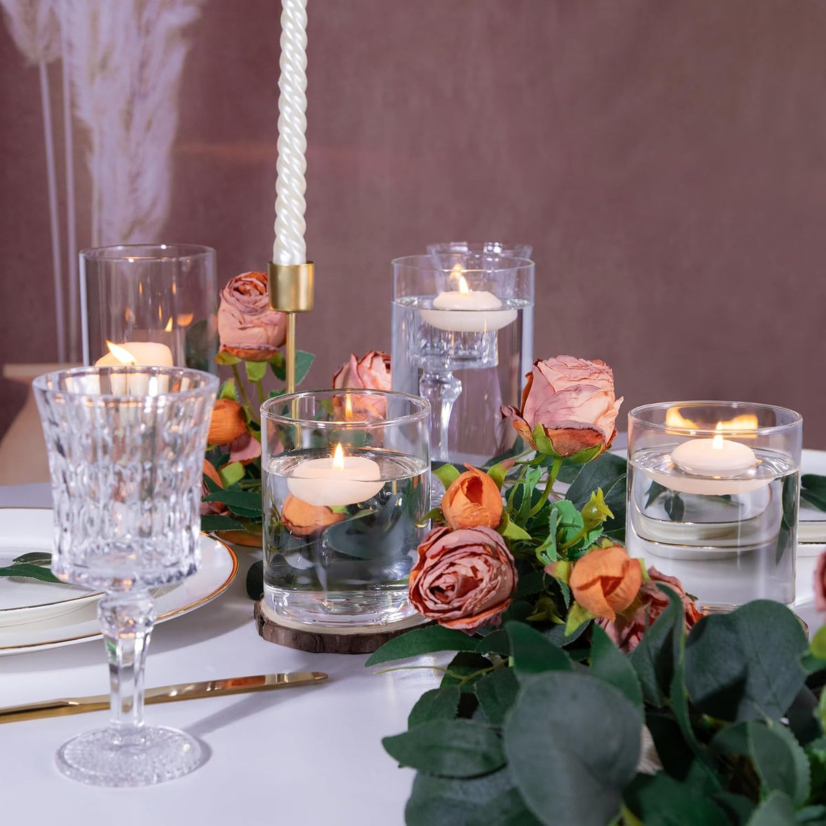 4 Inch Small Glass Cylinder Vases for Centerpieces | 12pcs Clear Flower Vase for Wedding