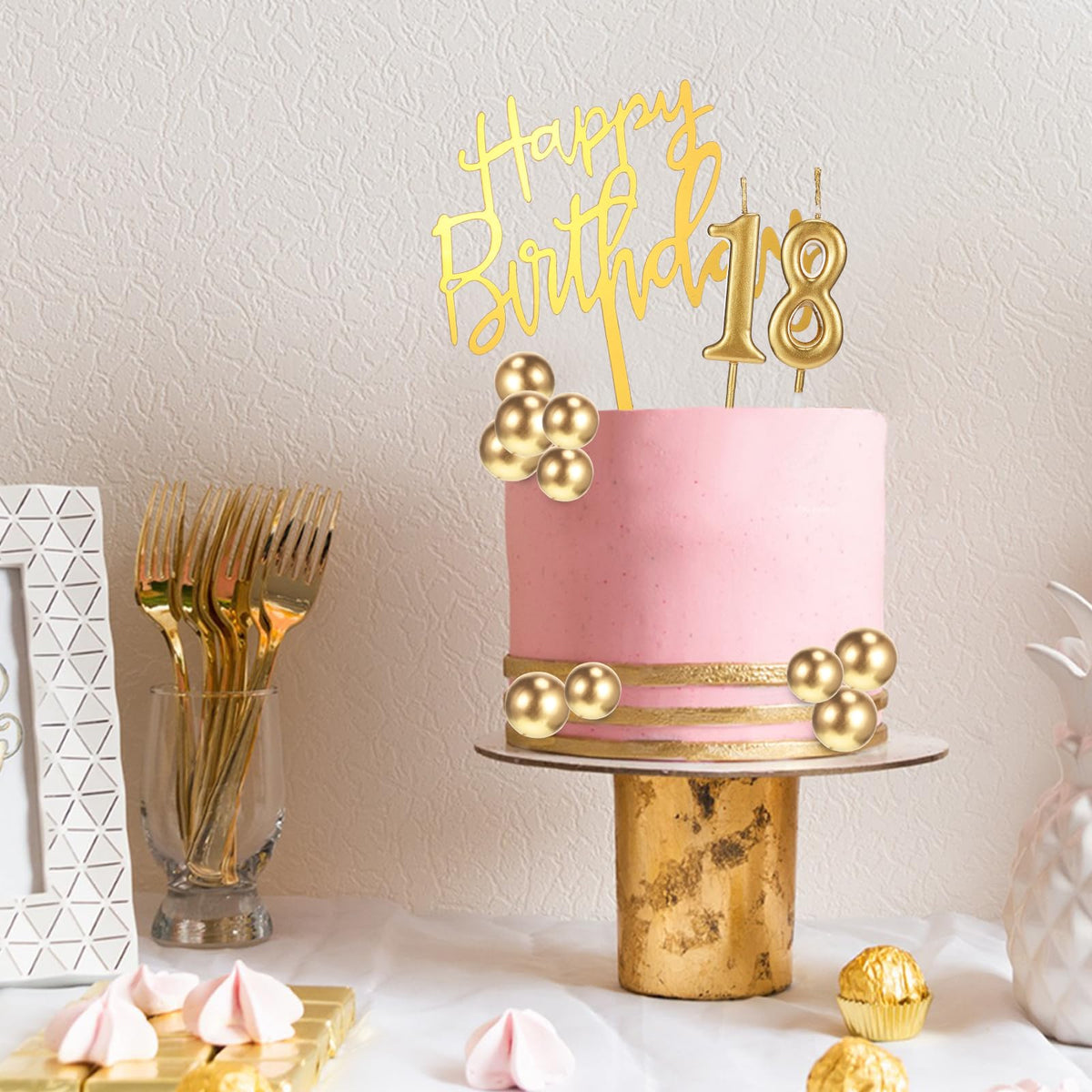 Yerliker 34 Pcs Happy Birthday Cake Toppers Decorations Birthday Candles DIY Cake Decor for Men