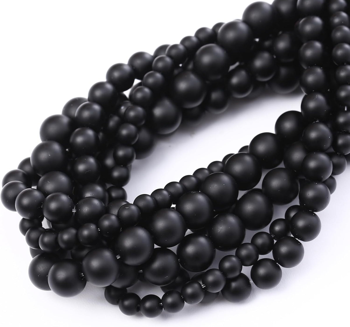 Natural Frosted Black Glass Stone Beads Gemstone Round Crystal Energy Jade Beads Stone Beads for