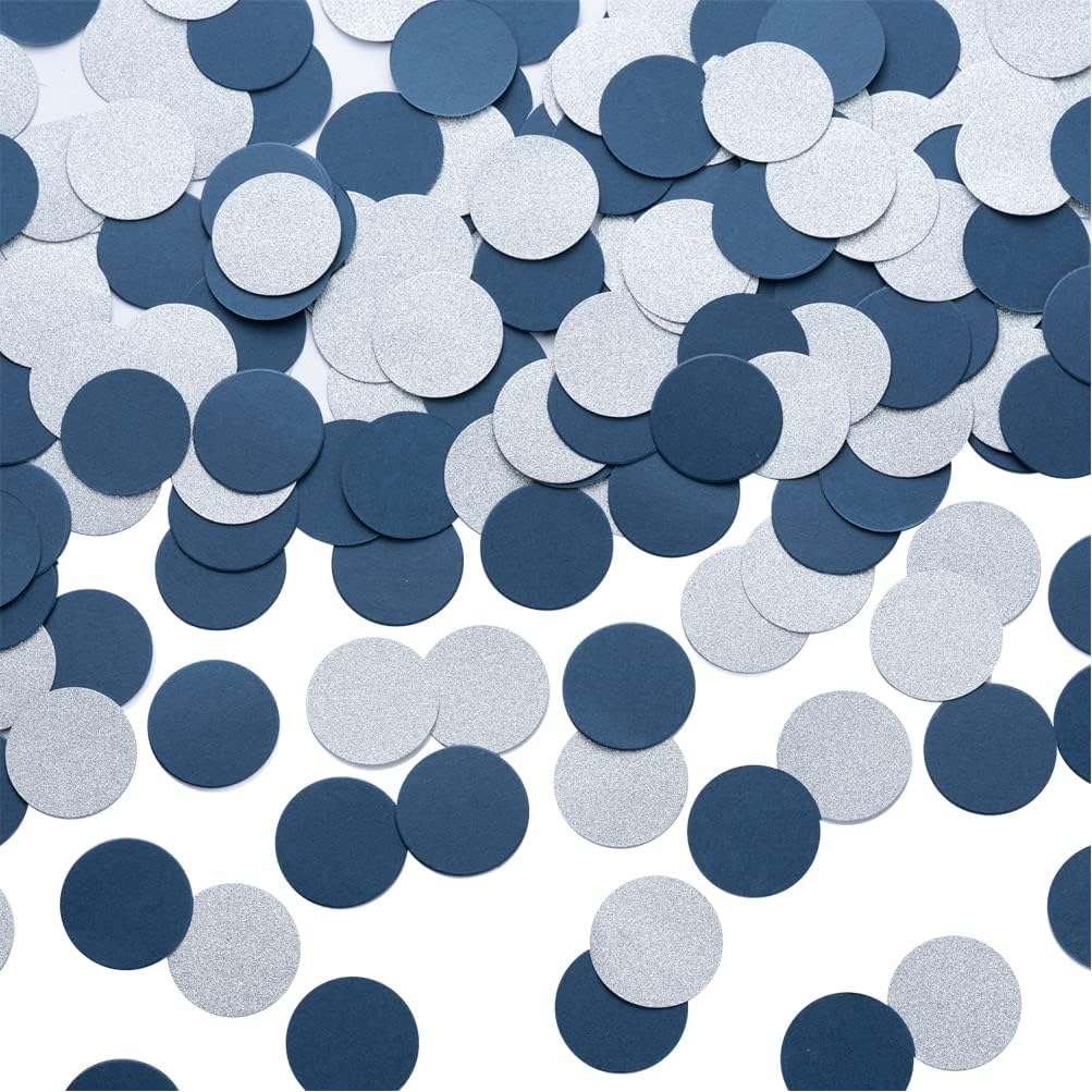 Silver and Blue Confetti Table Decoration for Birthday Graduation Retirement Theme Party,1.2 inch