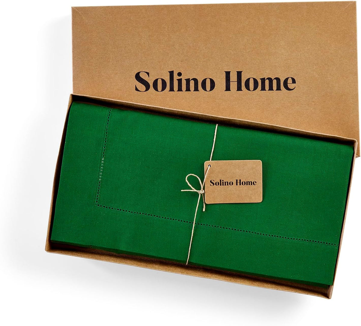 Solino Home Linen Tablecloth 52 x 52 Inch - 100% Pure Linen Garden Green Square Tablecloth