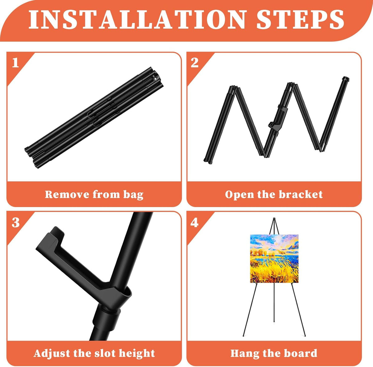 Easel Stand for Sign, 63" Portable Easels Stand for Display, Lightweight Adjustable Tripod Art