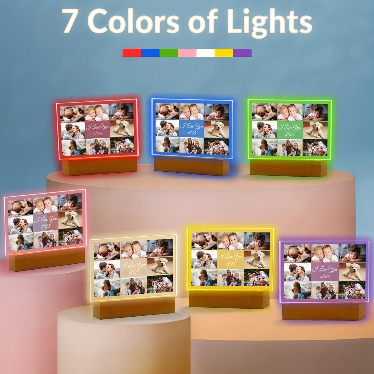 Custom Picture Frames with Photo, Customized Photo Frame with Night Light, Personalized Picture