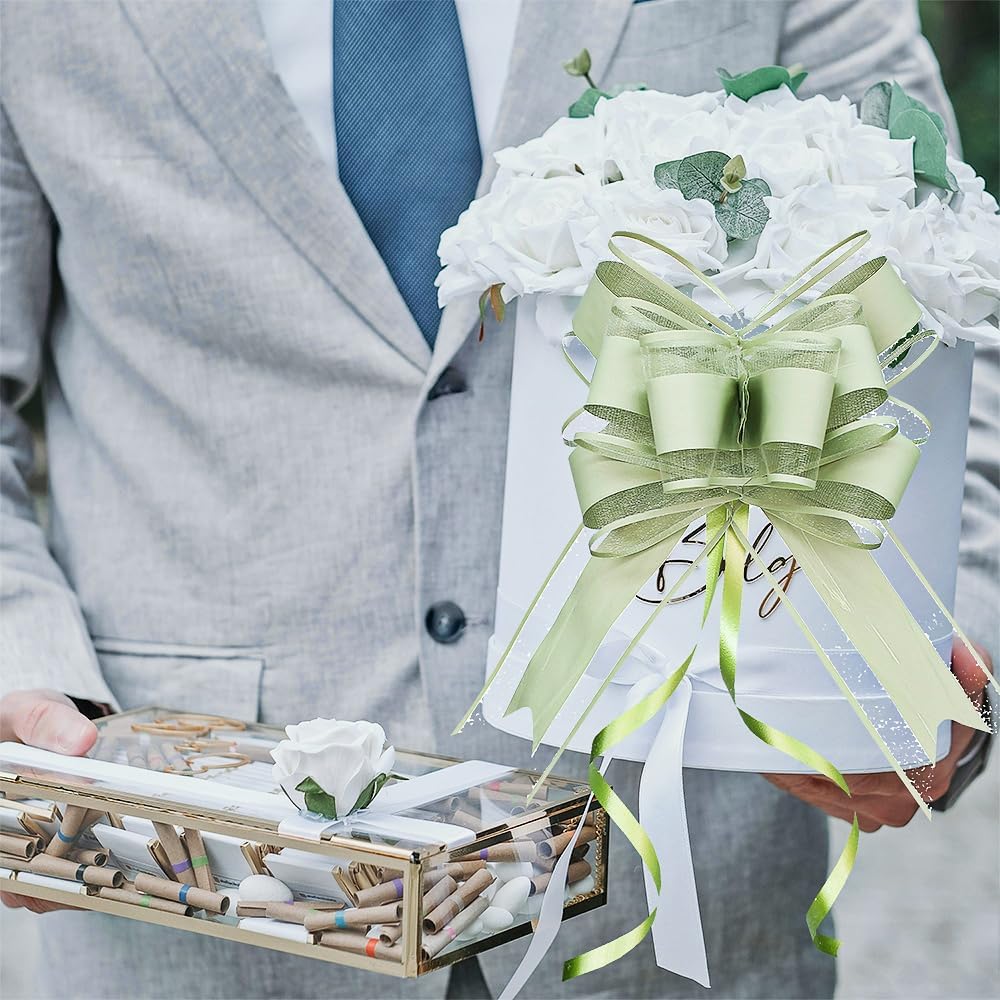 WEWILUCK Bows for Gift Wrapping, Sage Green Gift Bow for Presents, Gift Baskets, Gift Bags, Gift