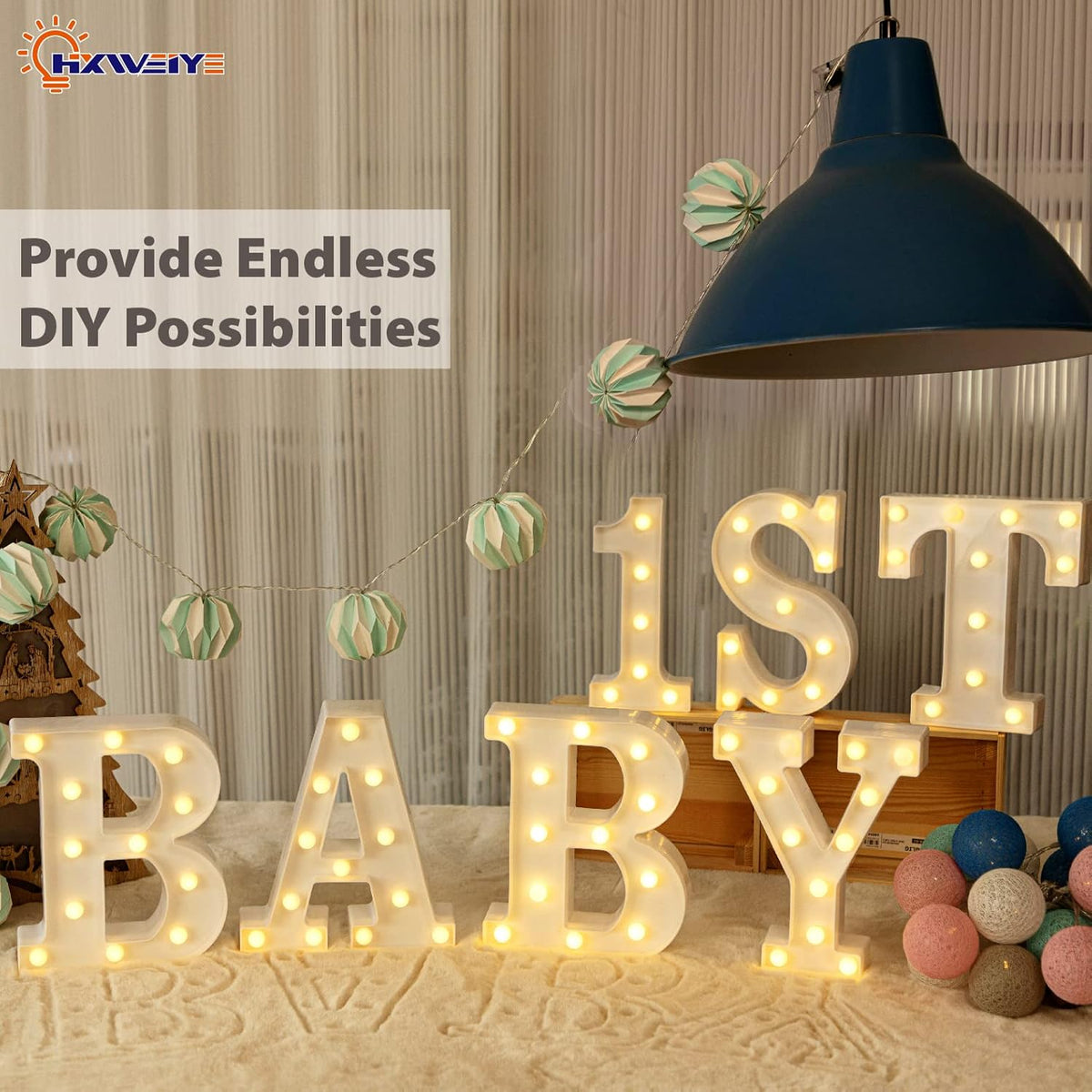 LED Marquee Letters Lights Sign-B, HXWEIYE Led Letters Lights 26 Alphabet, Light Up Number 0-9